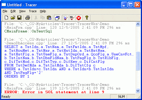Standalone Tracer Window