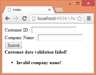 Validation Error Message