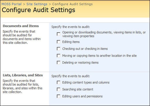 Auditing in SharePoint 2007