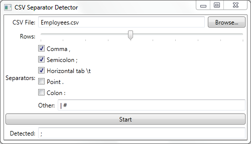 Auto-detect CSV separator WPF application screenshot