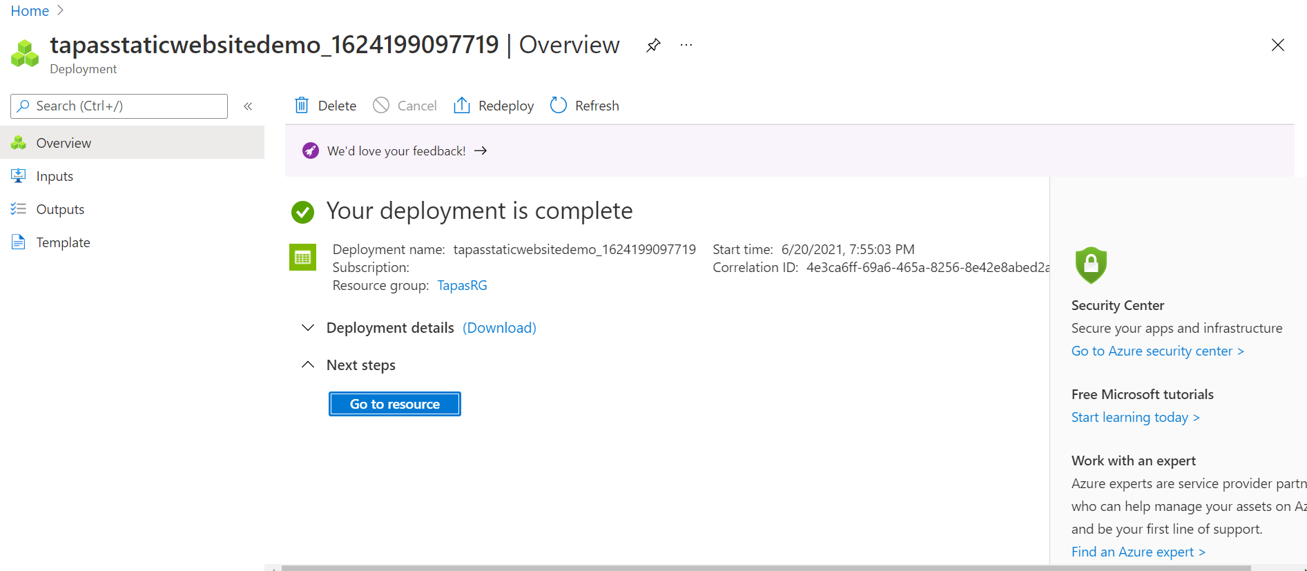 Deploy Static Website in Azure