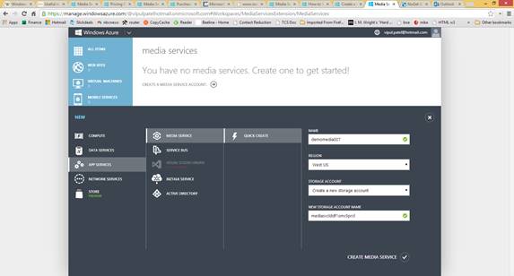 Create a media service account