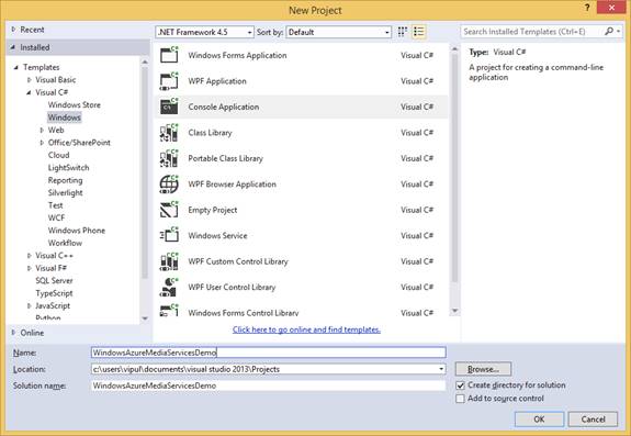 New Visual Studio Console Application