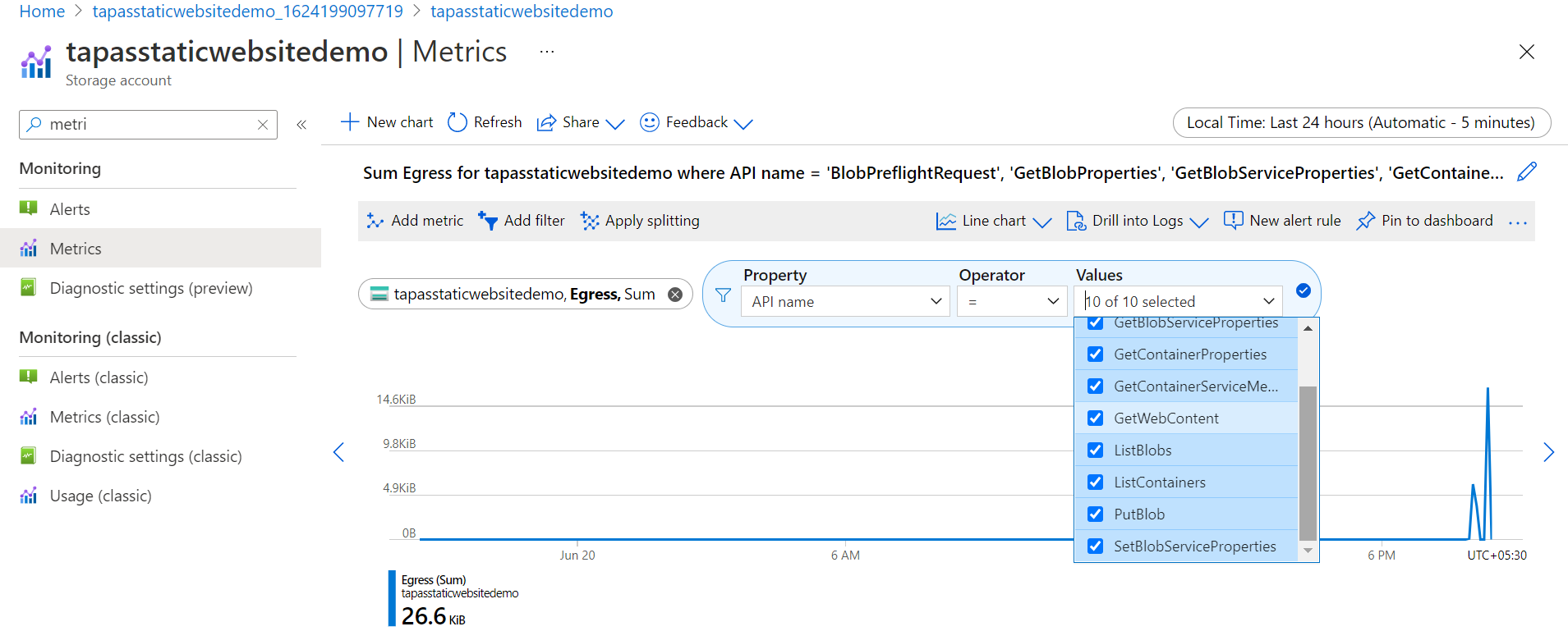 Azure Metric Filters