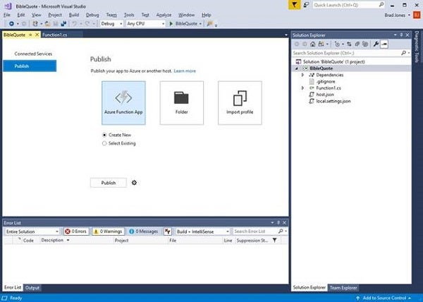 Publishing the Azure Function