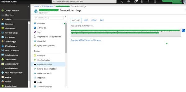 Azure SQL Database Connection String