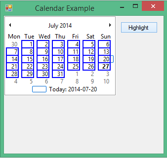 Highlighted Date