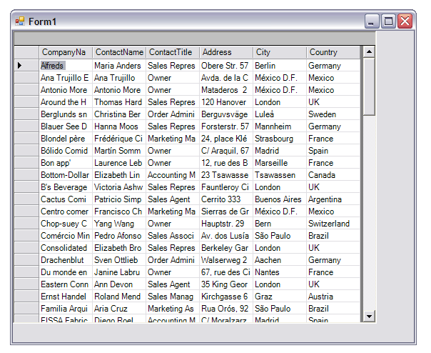Creating a Data-Bound Grid in C# with ADO.NET