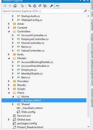 Updating the Index.chtml view with HTML Code