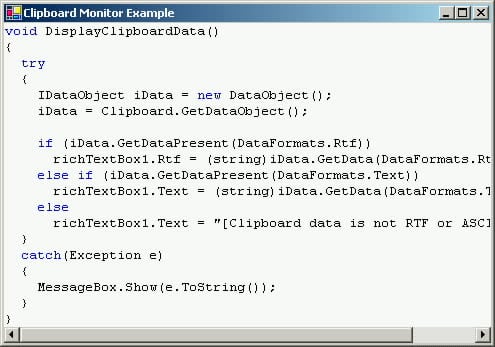 Monitoring Clipboard Activity in C#