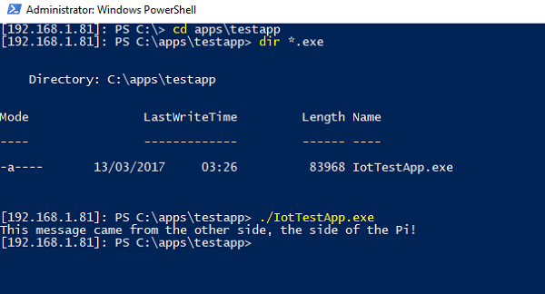 The PowerShell window used to run our console application