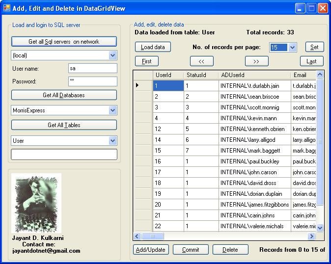 Add, Edit and Delete in DataGridView