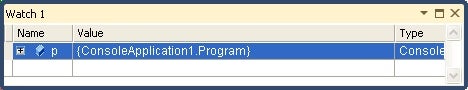 Visual Studio Watch window