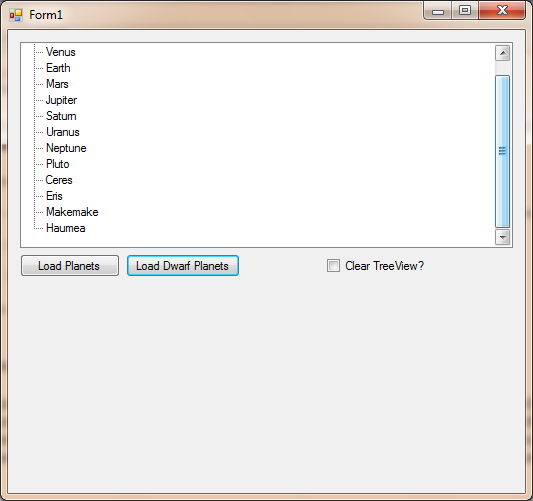 Dwarf Planet nodes added to Treeview