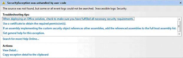 Writing to the EventLog from a Web Application