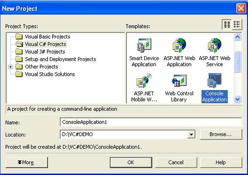 C# FAQ 2.4 – How do I build a C# application using Visual C# .NET 2003?