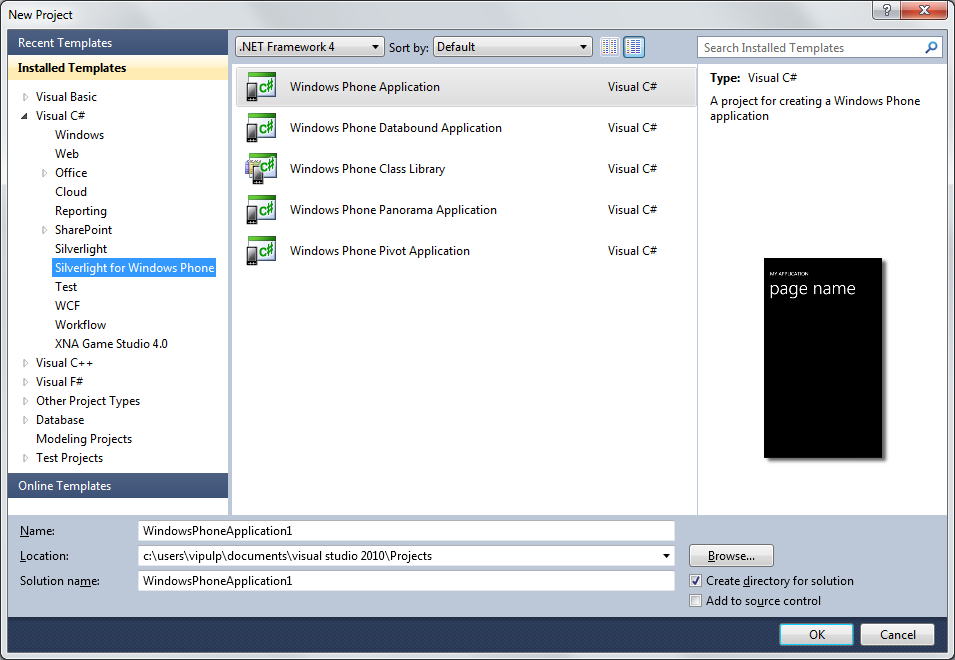 Creating a Silverlight Application for Windows Phone 7