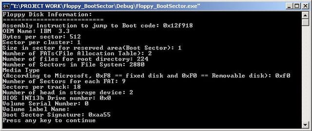Extract Floppy Disk Geometry from the Boot Sector