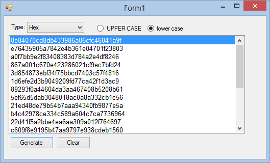 Lower case Hexadecimal