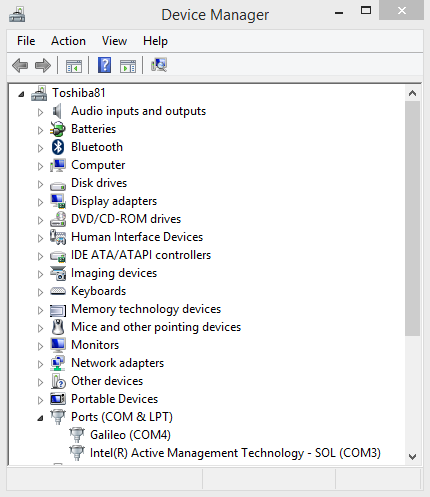 Determine the correct port using Device Manger