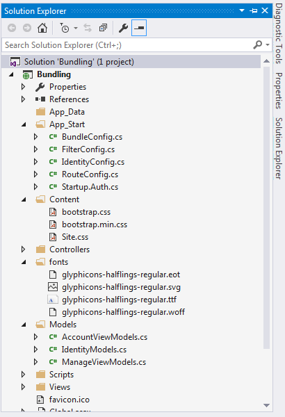 Visual Studio with the Opened "Bundling" Project