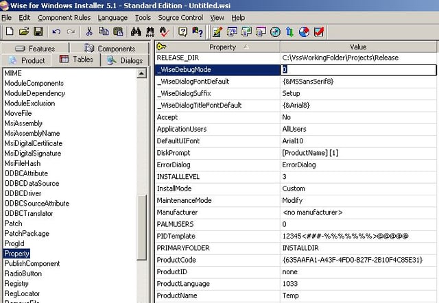 Update Tables in WISE Using VBScript