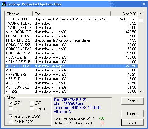 Enumerate WFP Files