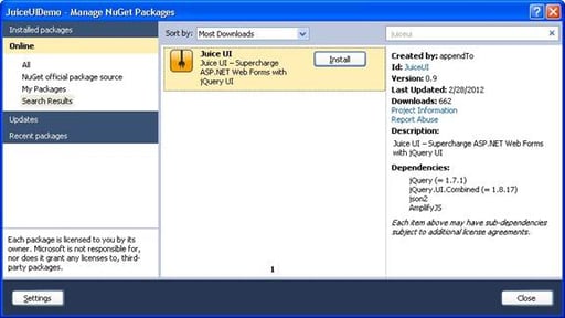 Tapping the Juice UI with ASP.NET