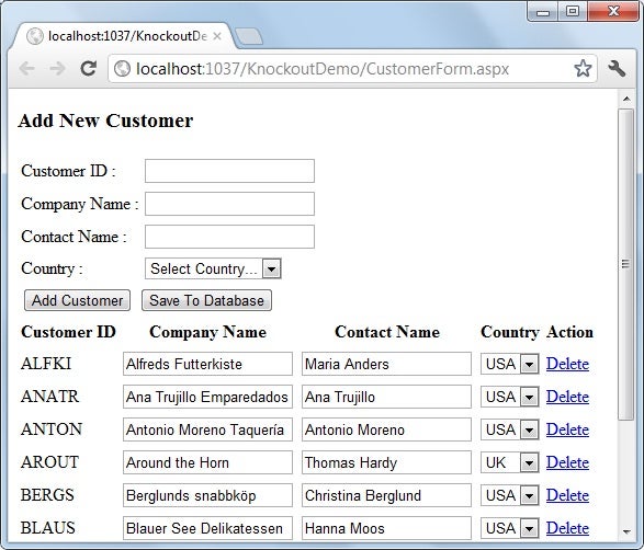 The Customer Web Form