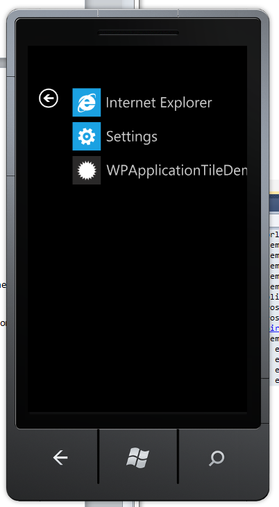 Right click on WPApplicationTileDemo