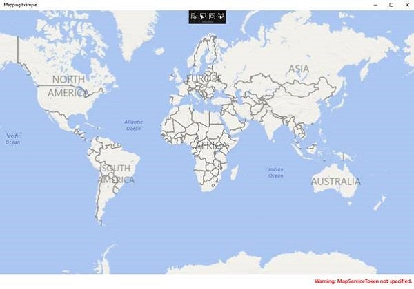 The UWP mapping app running