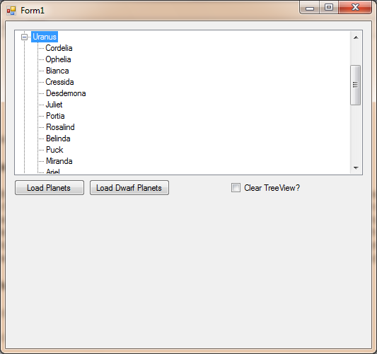 Example of Moons Displaying for Selected Node