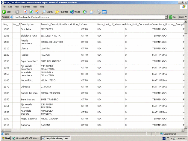Navision Database Access via C/ODBC WebService/ASP.NET Application