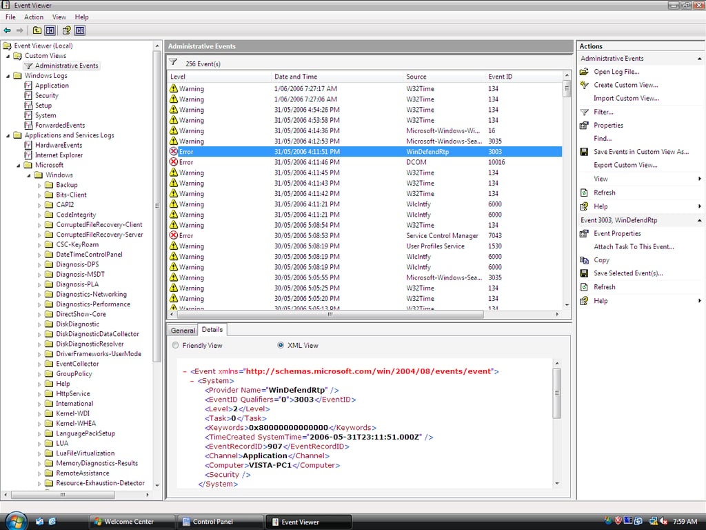 New Windows Event Log: Gateway to Native Windows Functionality in Vista