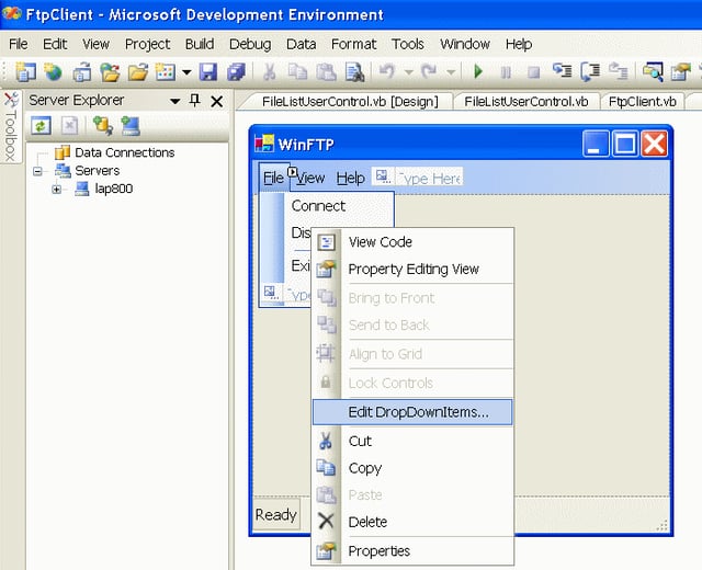 Create a GUI for an FTP Client with VB.NET