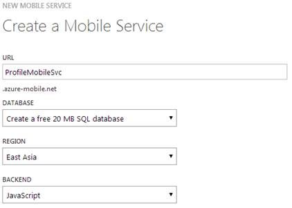 Create a Mobile Service