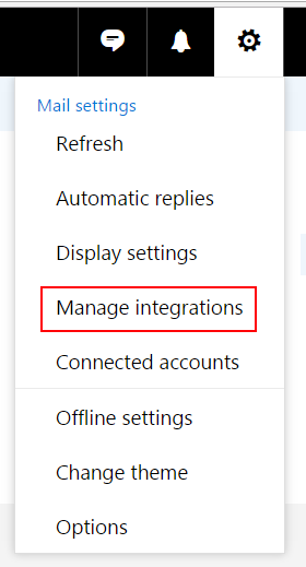 Clicking Manage integrations