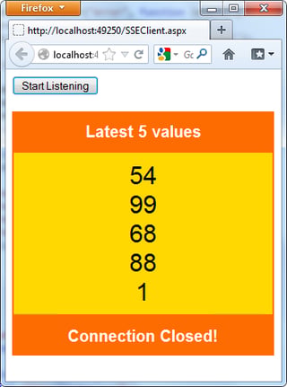 Displaying Real Time Data using HTML5 and ASP.NET