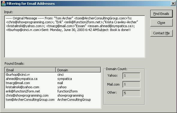 Using Regular Expressions to Parse for E-Mail Addresses