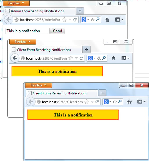 Sending Notifications using ASP.NET SignalR