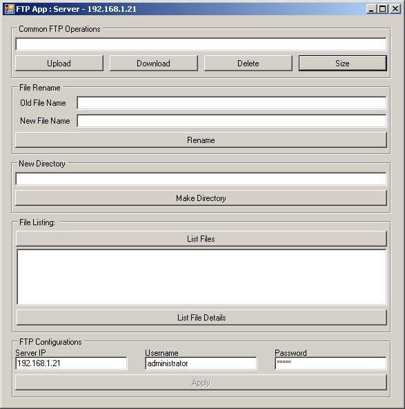 Simple FTP Demo Application Using C#.NET 2.0
