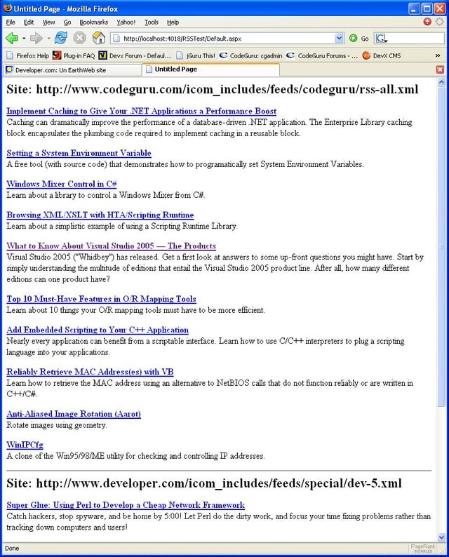 Displaying RSS Items with C# and ASP.NET