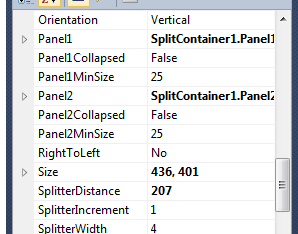 SplitContainer Splitter Properties