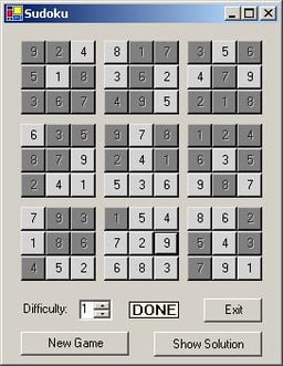 Sample Code:  Sudoku in VB .NET