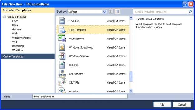Generating Code Using Text Template Transformation Toolkit (T4)
