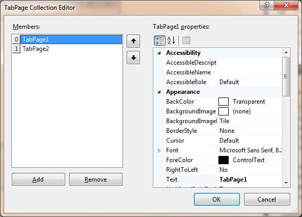 TabPage Collection Editor