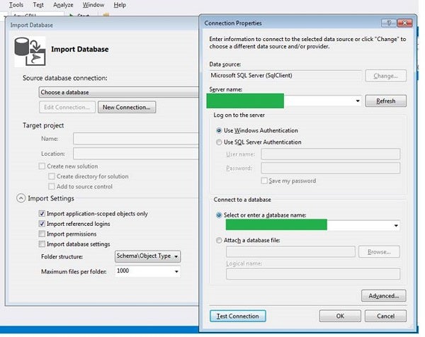 Add Database credentials during import