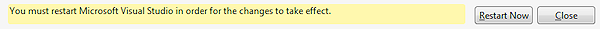 Restart Microsoft Visual Studio notification