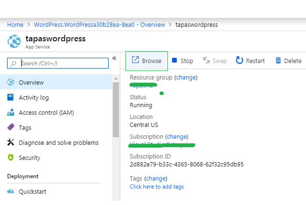 Azure WordPress Browse Option