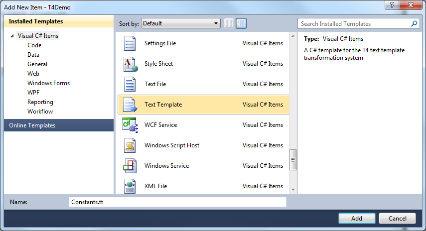 Text Templates in Microsoft Visual Studio